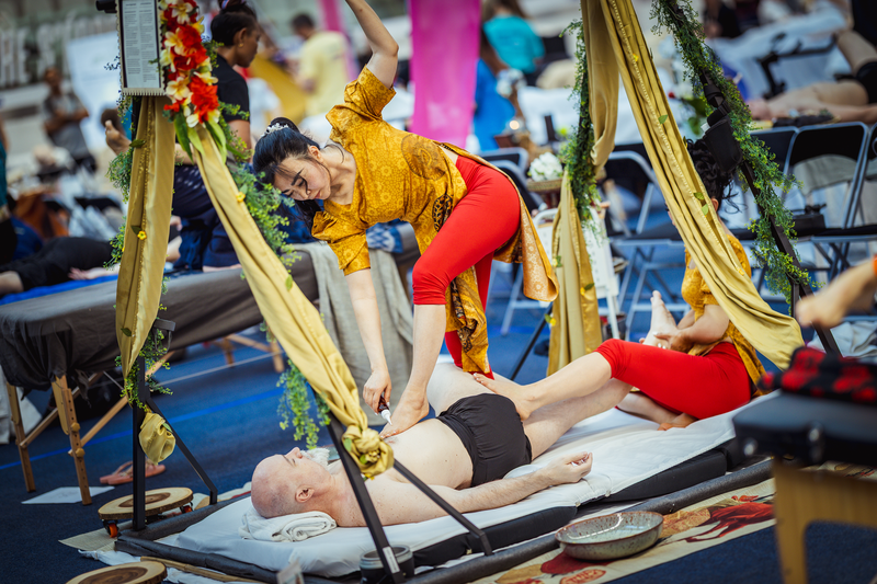 Ashiatsu Thai Flow Training using overhead bars